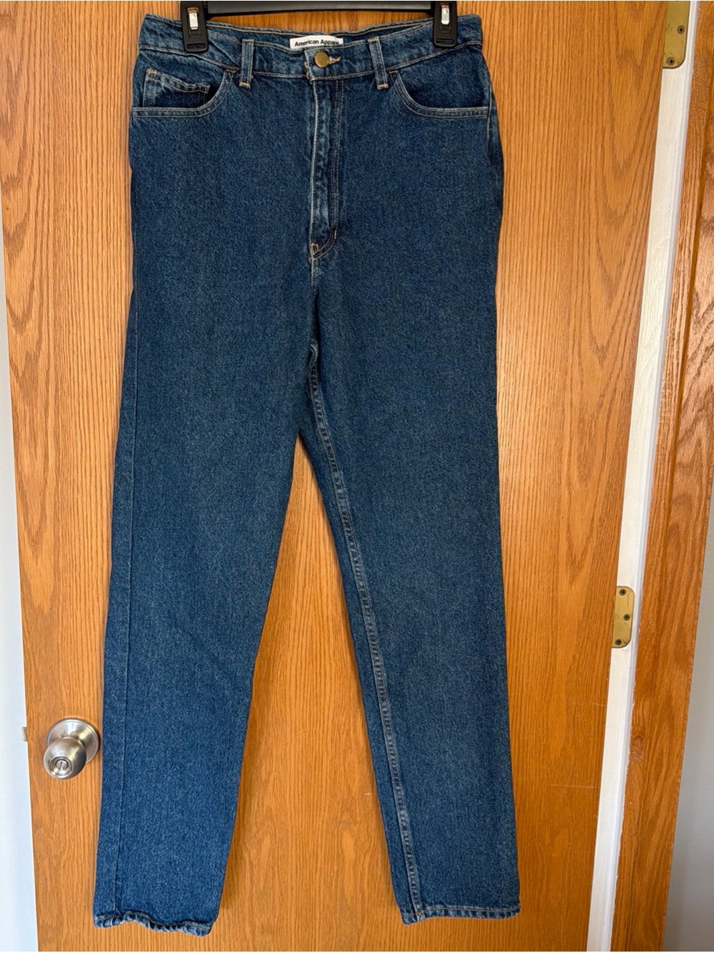 American Apparel High Waisted Mom Jeans Dark Wash Tapered Leg RSADM304 Size 31